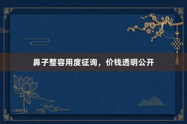 鼻子整容用度征询，价钱透明公开